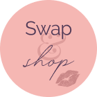 A swap and shop logo, in clobberswap colours, peach pink.