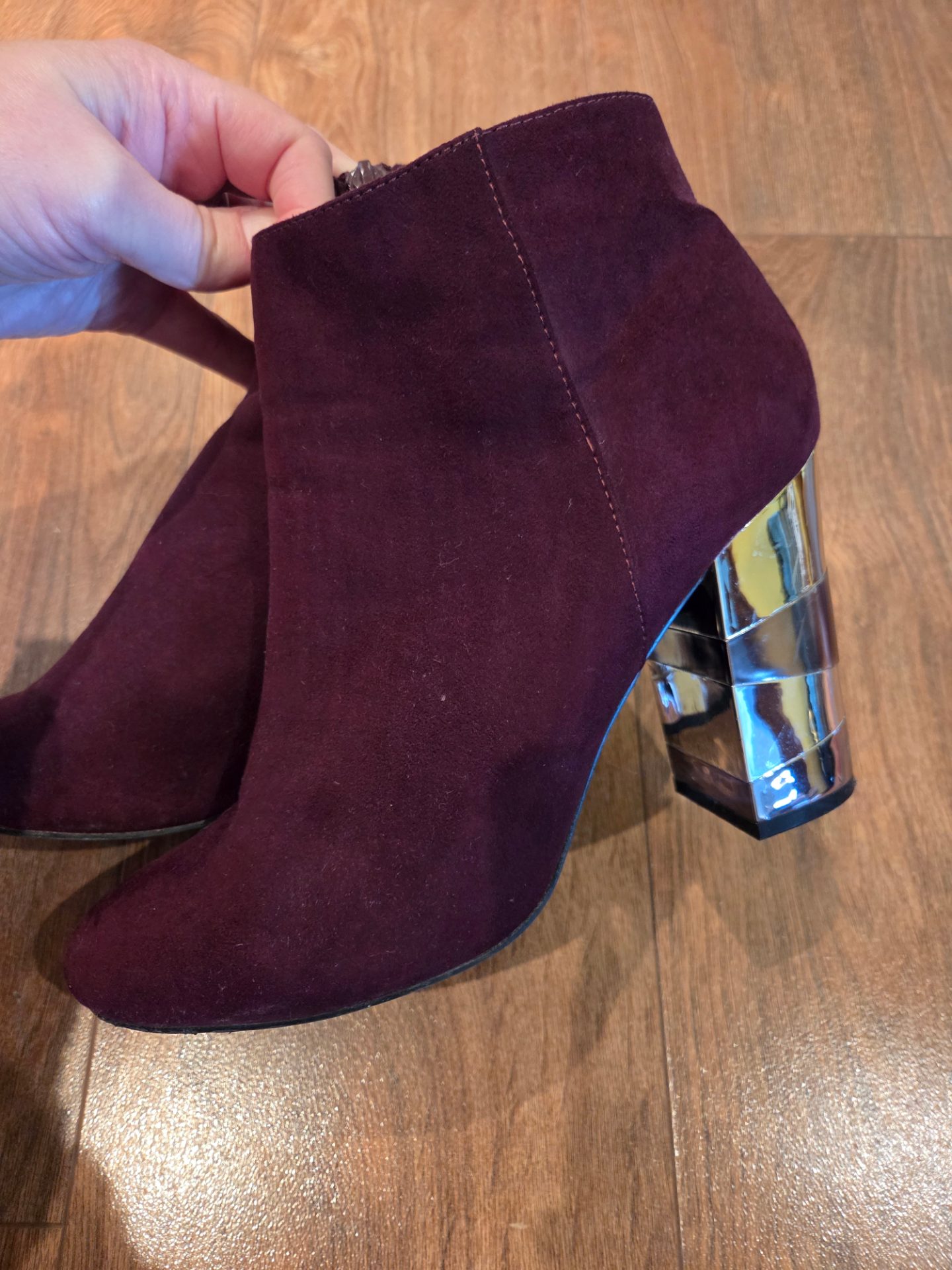 Plum Gold heel Ankle Boots