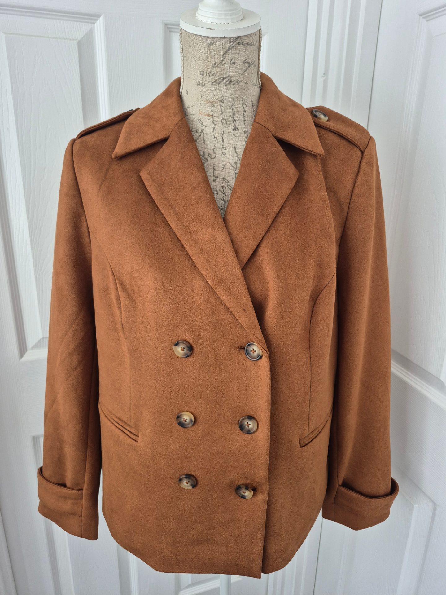 Faux suede Double breasted Toffee Blazer
