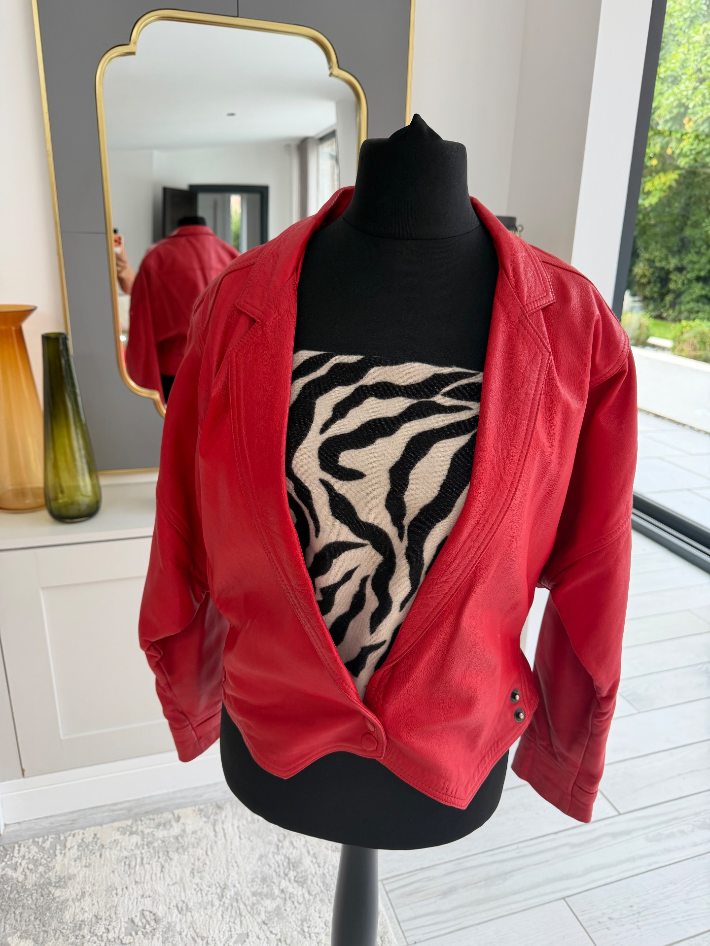Vintage 1980’s Red Genuine Leather Jacket 10-12