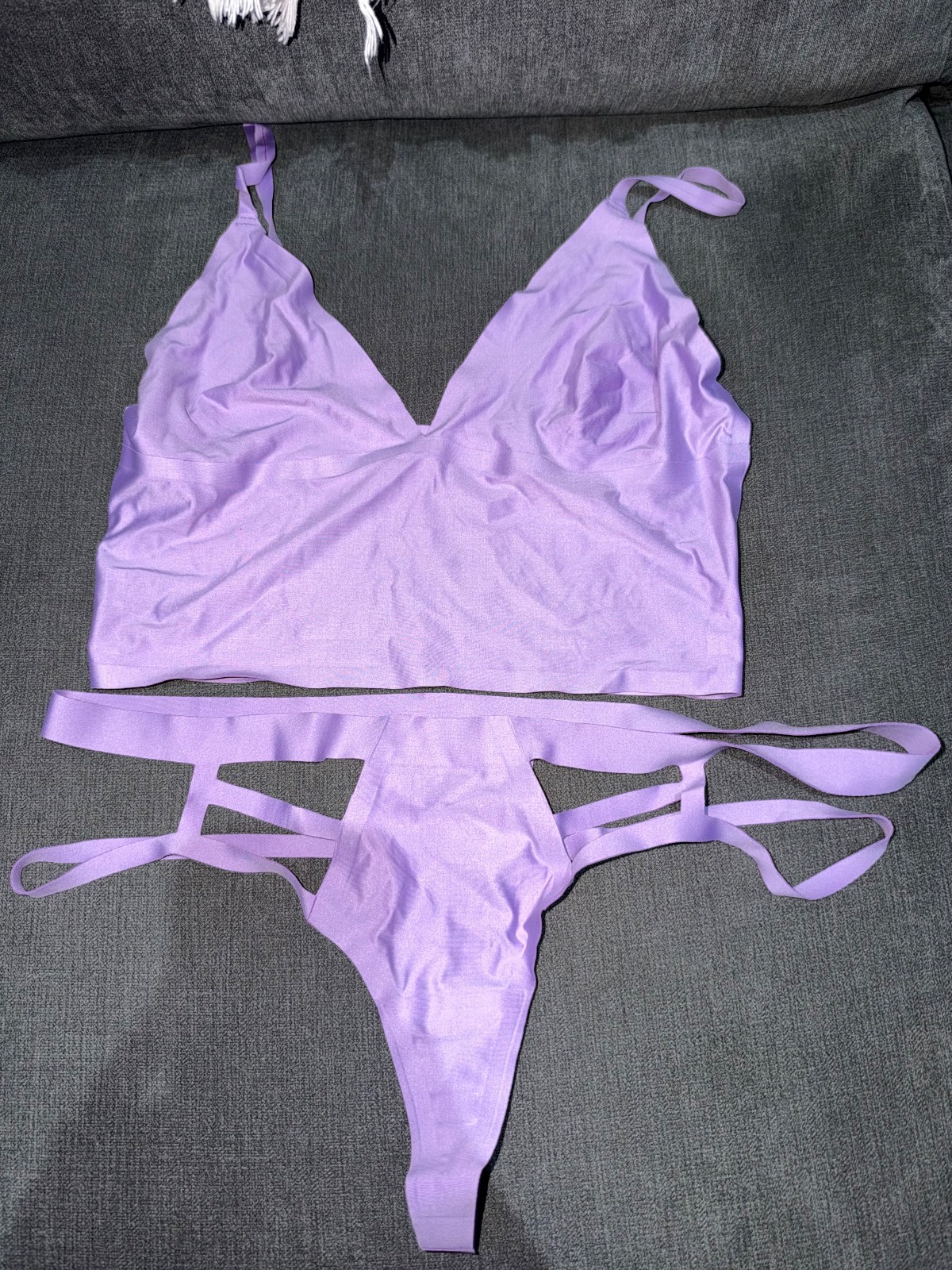 JOJOE Lilac Purple Lingerie Set - Bralette & Strappy Thong - M/L - New