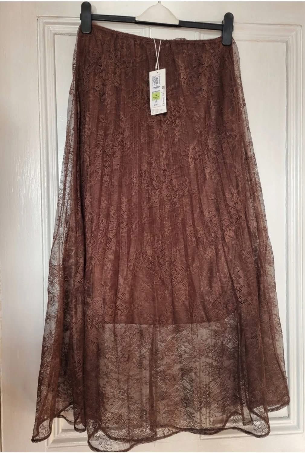 M&S chocolate lace skirt