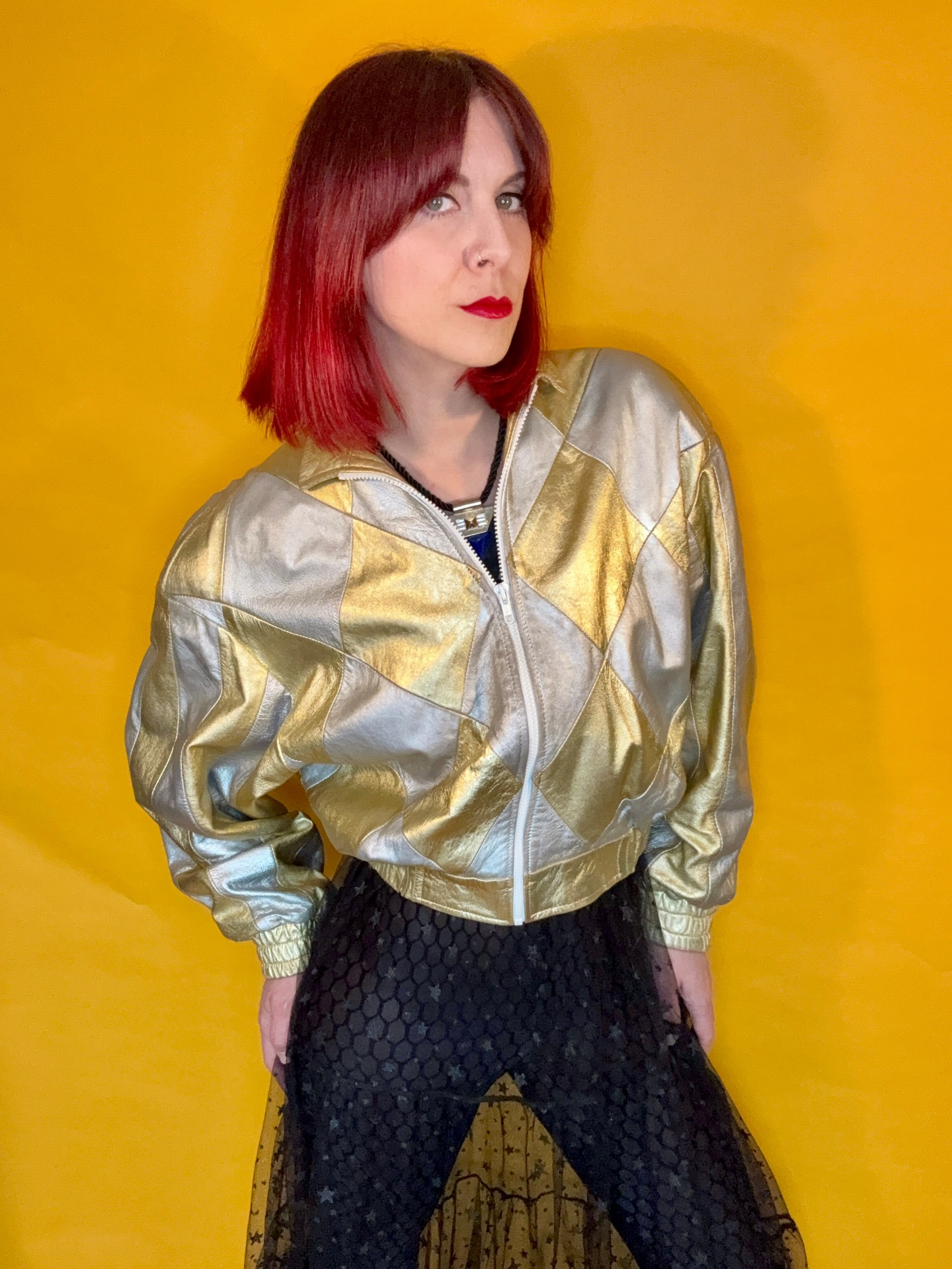 Vintage Julian K Harlequin Leather Jacket
