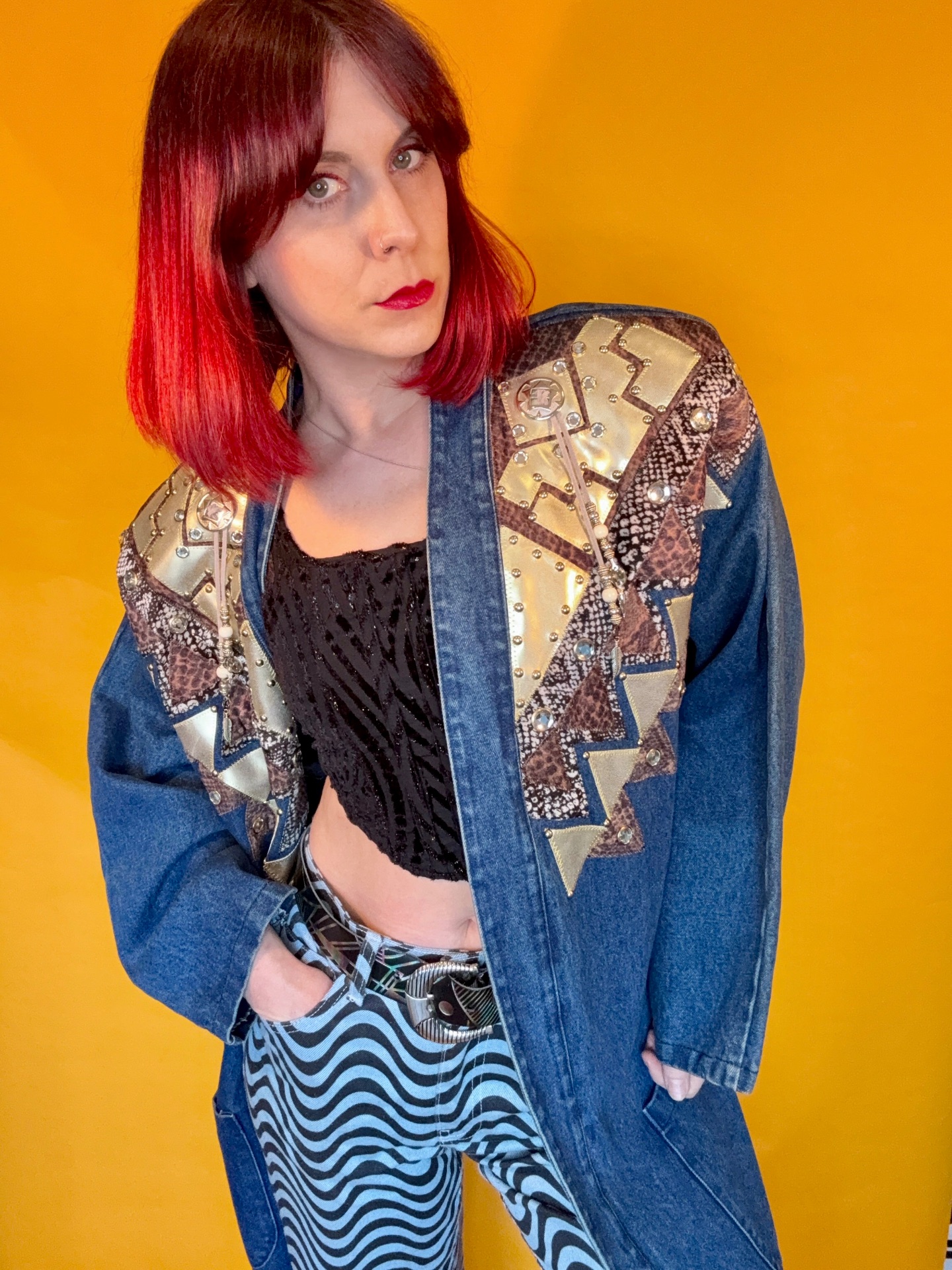 Vintage Christie Of California Embellished Denim Jacket