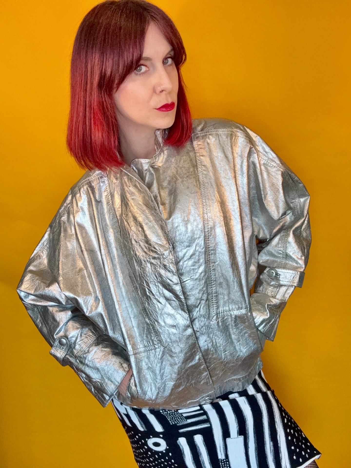 Vintage Silver Leather Jacket