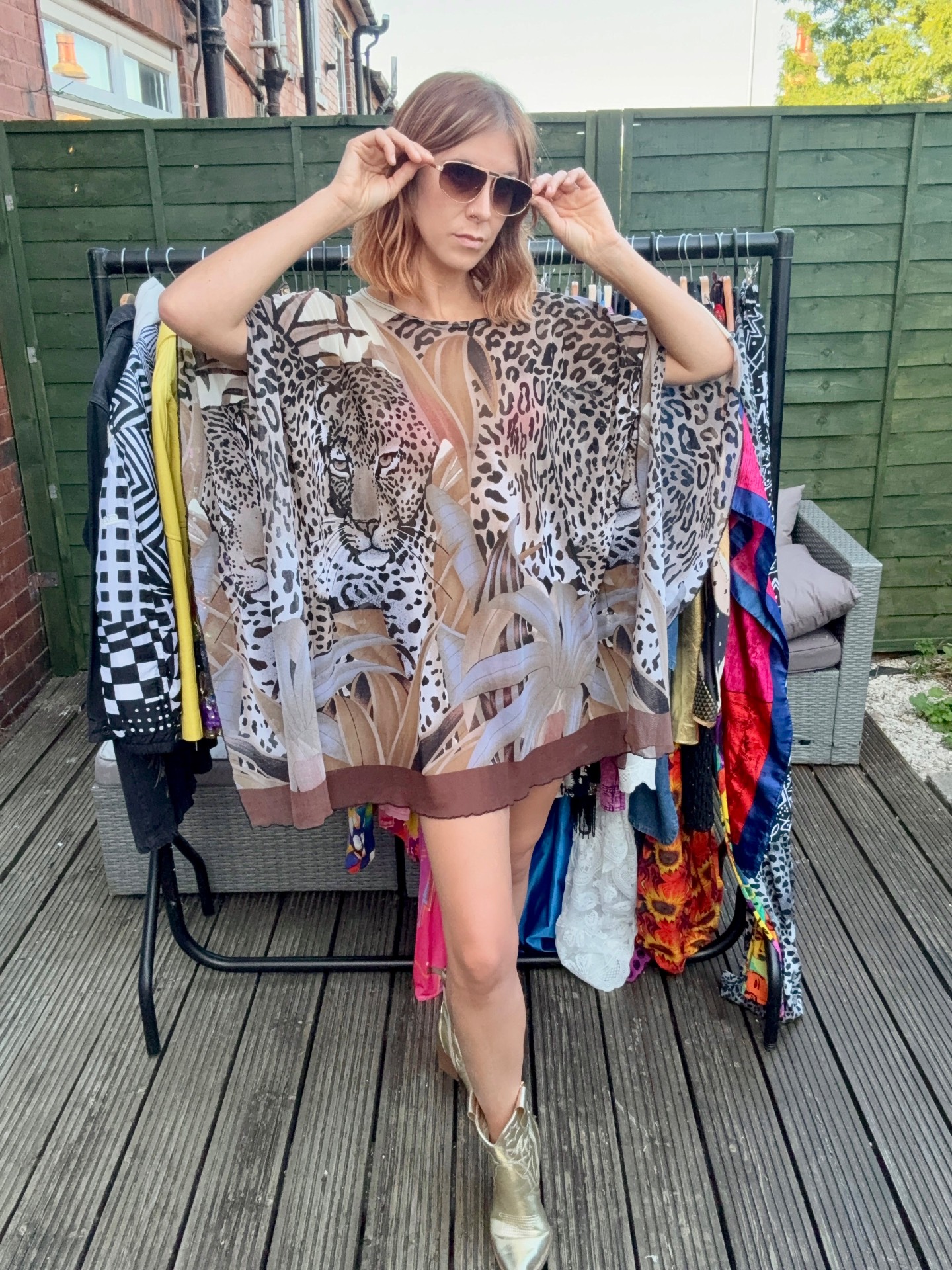 Vintage Leopard Print Sheer Kaftan