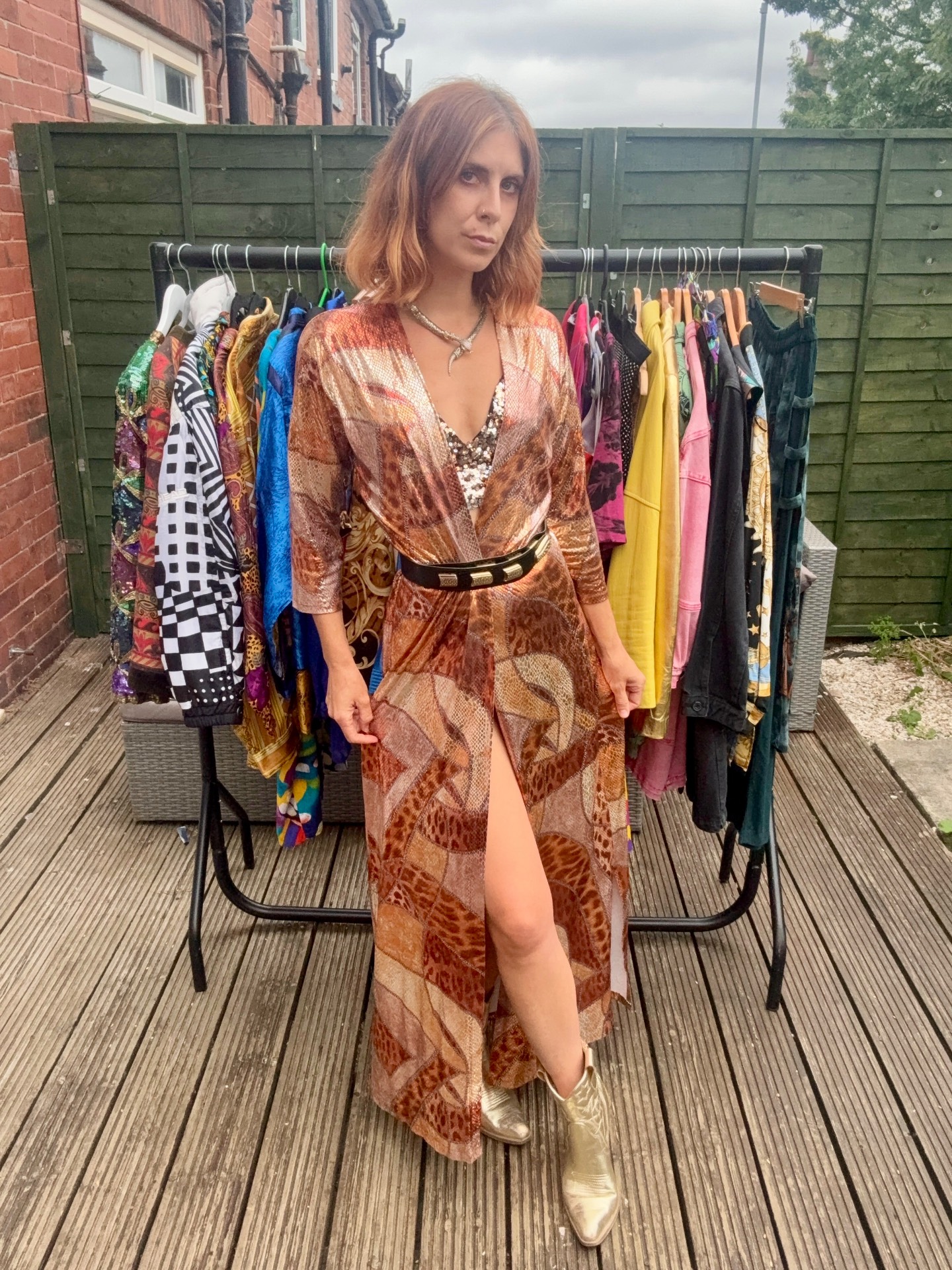 Vintage Handmade Metallic Kimono