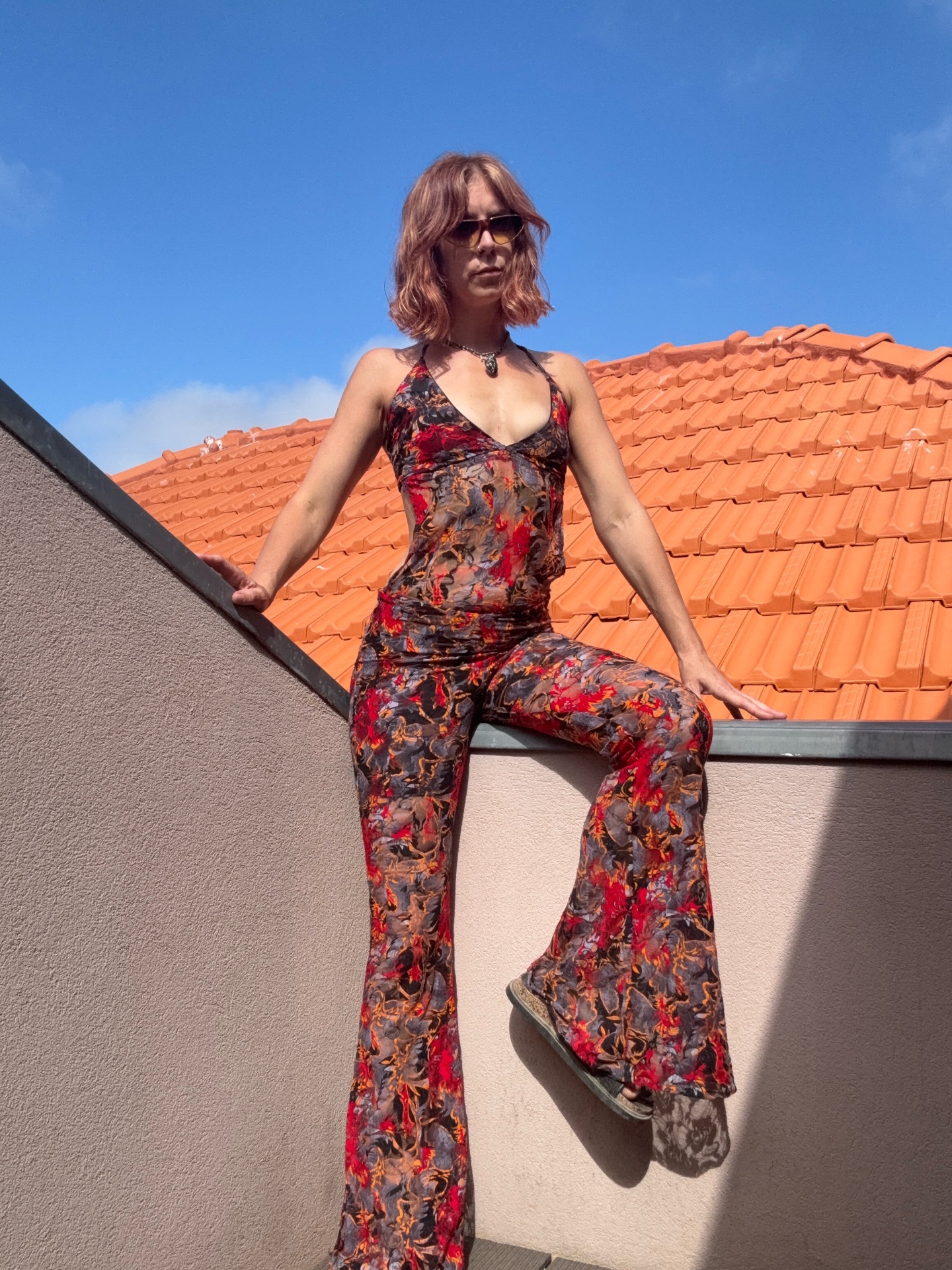 Vintage Mesh Cut-Out Jumpsuit