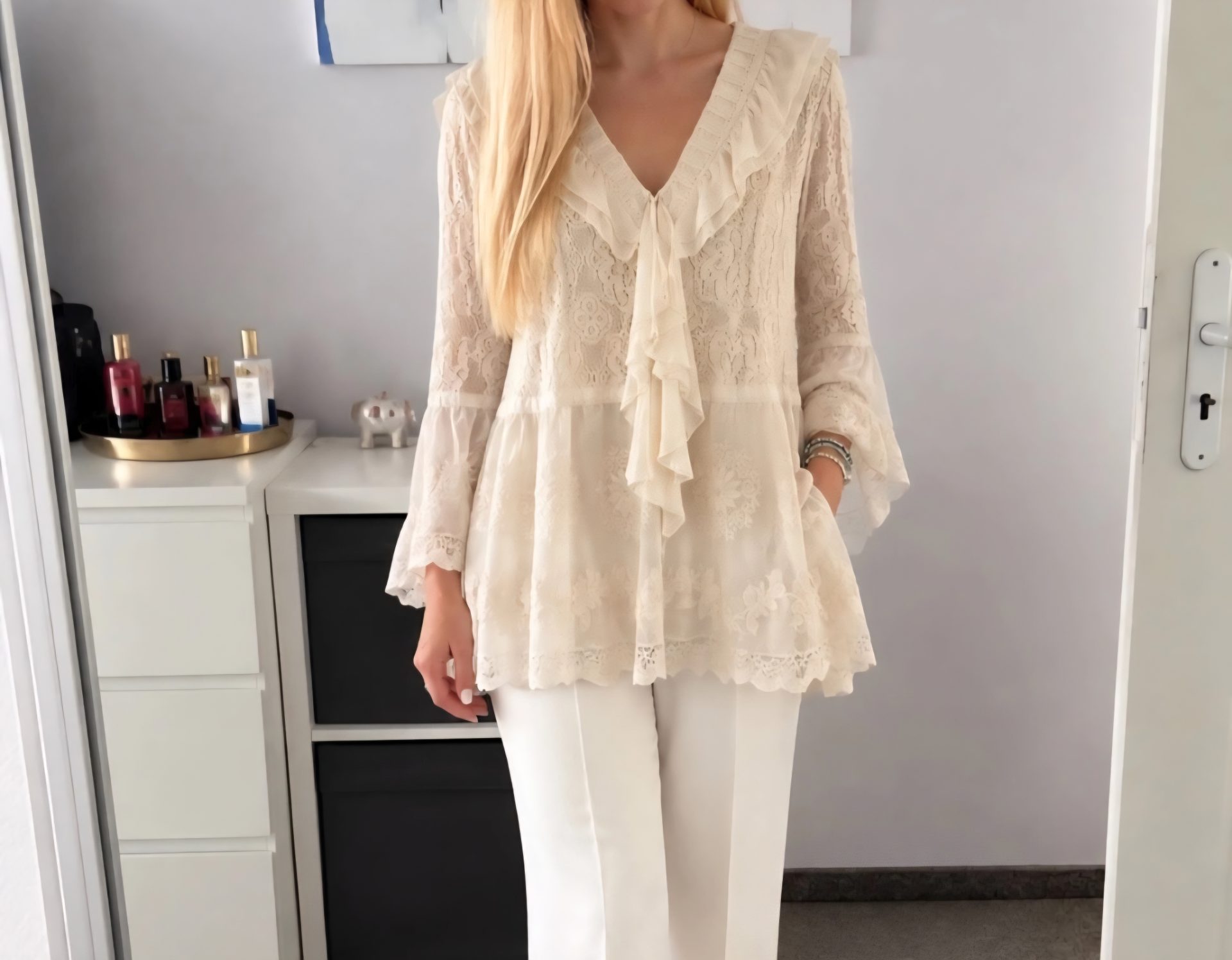 Beautiful Vintage Boho Lace Peasant Blouse