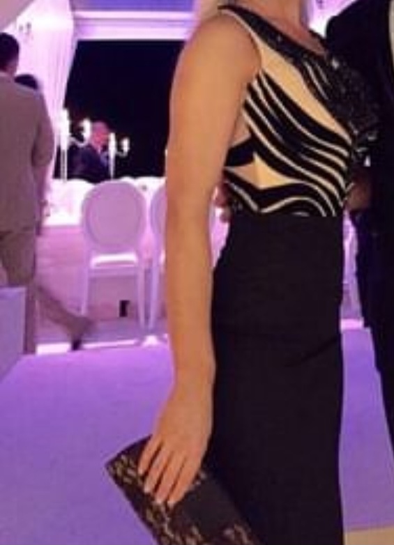 Pia Michi black and beige evening dress size 38 BNWOT