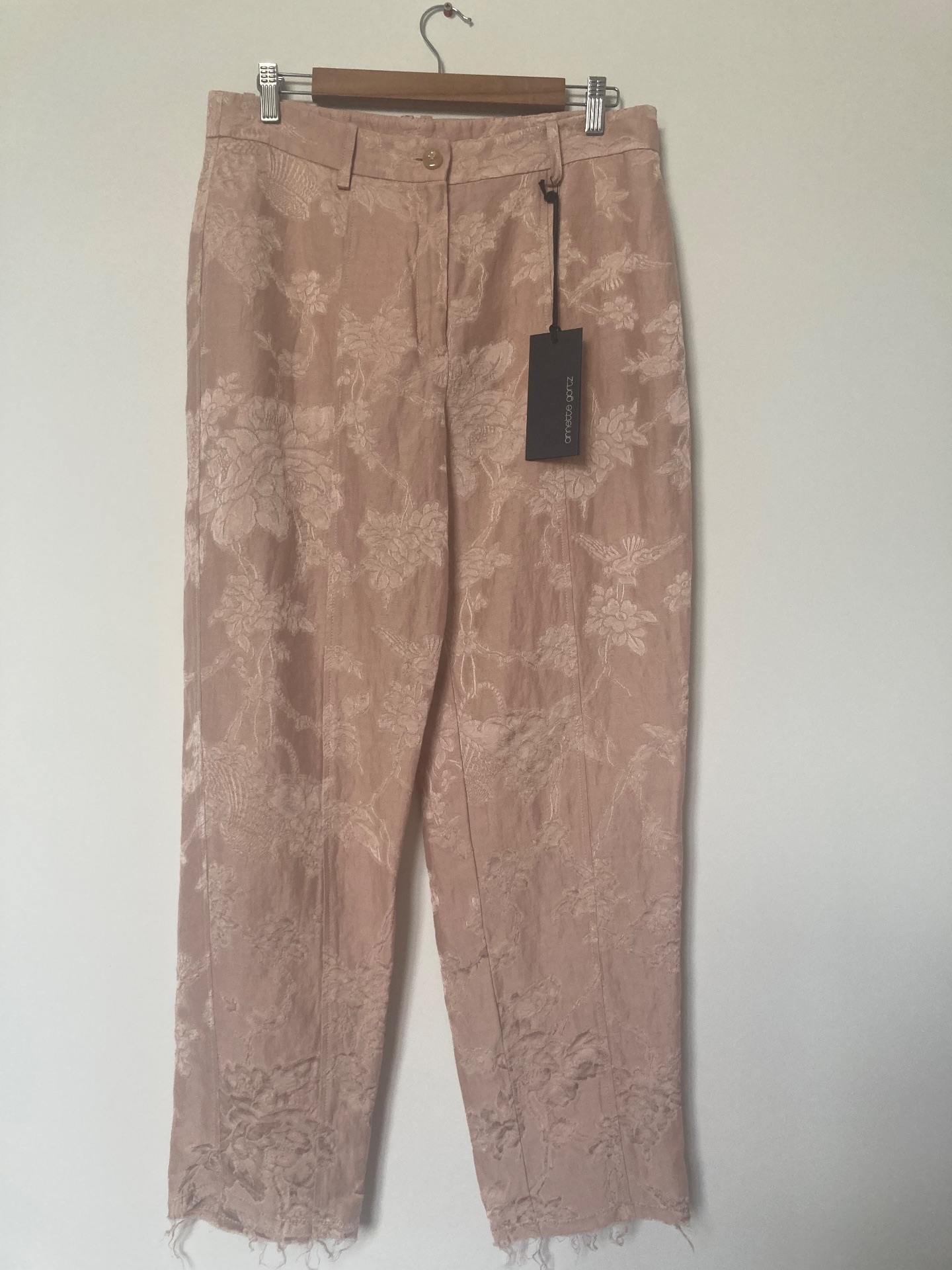 Annette Gortz Pale Peach Linen Mix Trousers Size 38 / UK 12