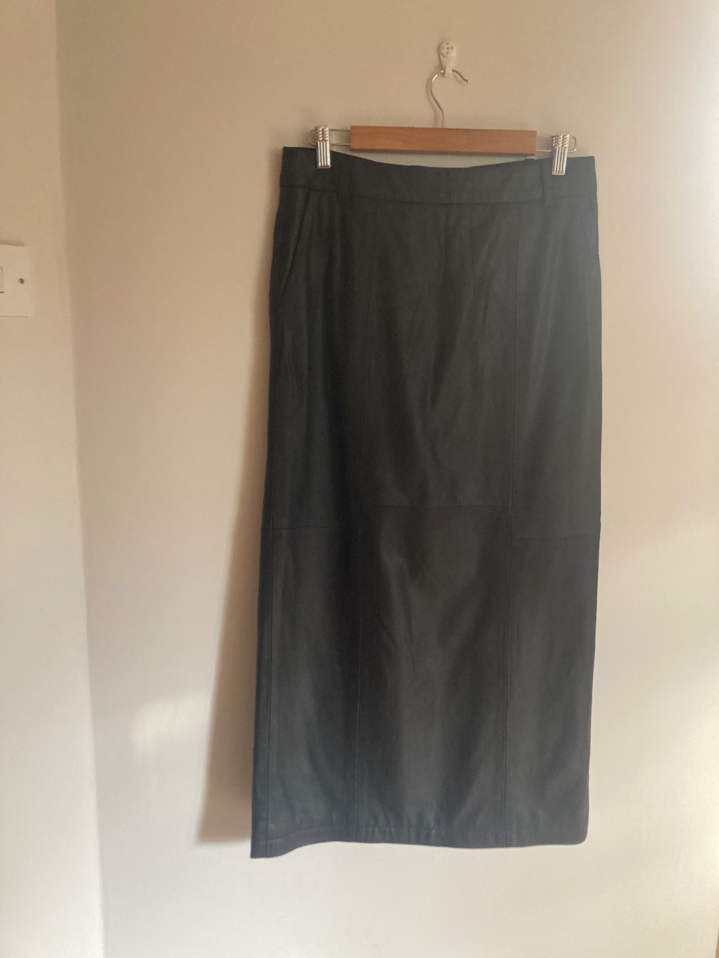 My Essential Wardrobe Long Black Leather Skirt