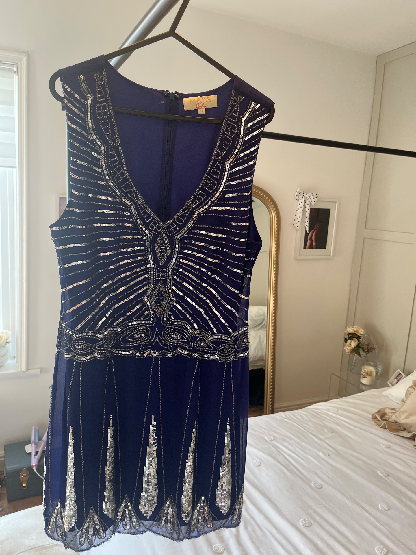 Purple sequinned short dress