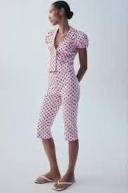 Zara pink polka dot suit medium