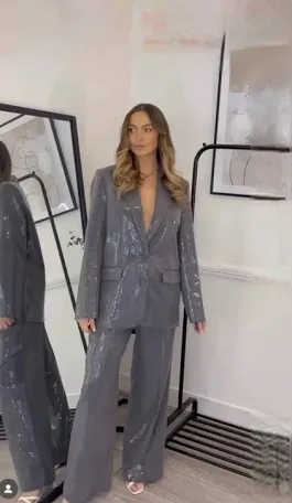 Zara grey sequin suit