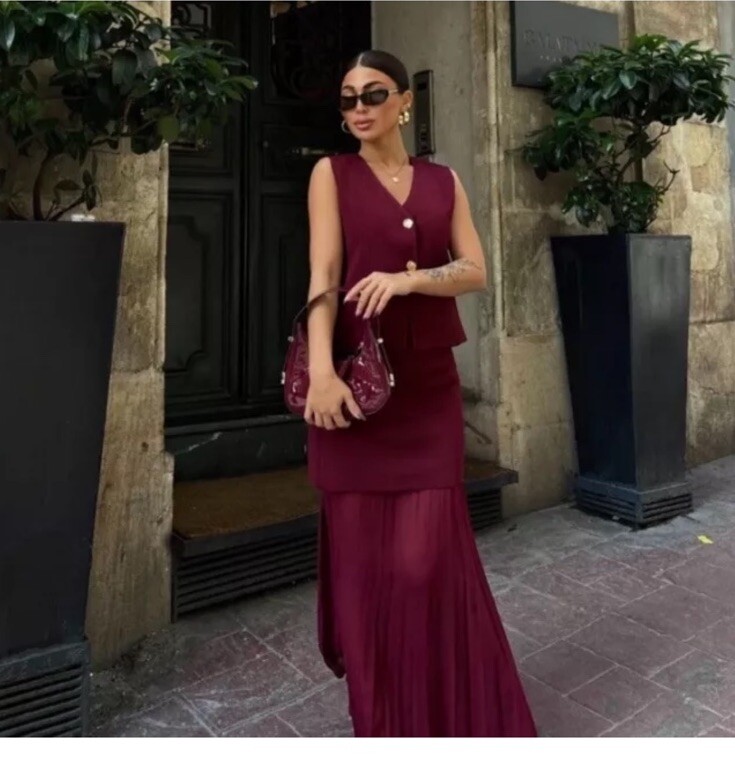 Zara burgundy co ord combined dual sized