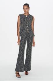 Zara textured knit trouser suit