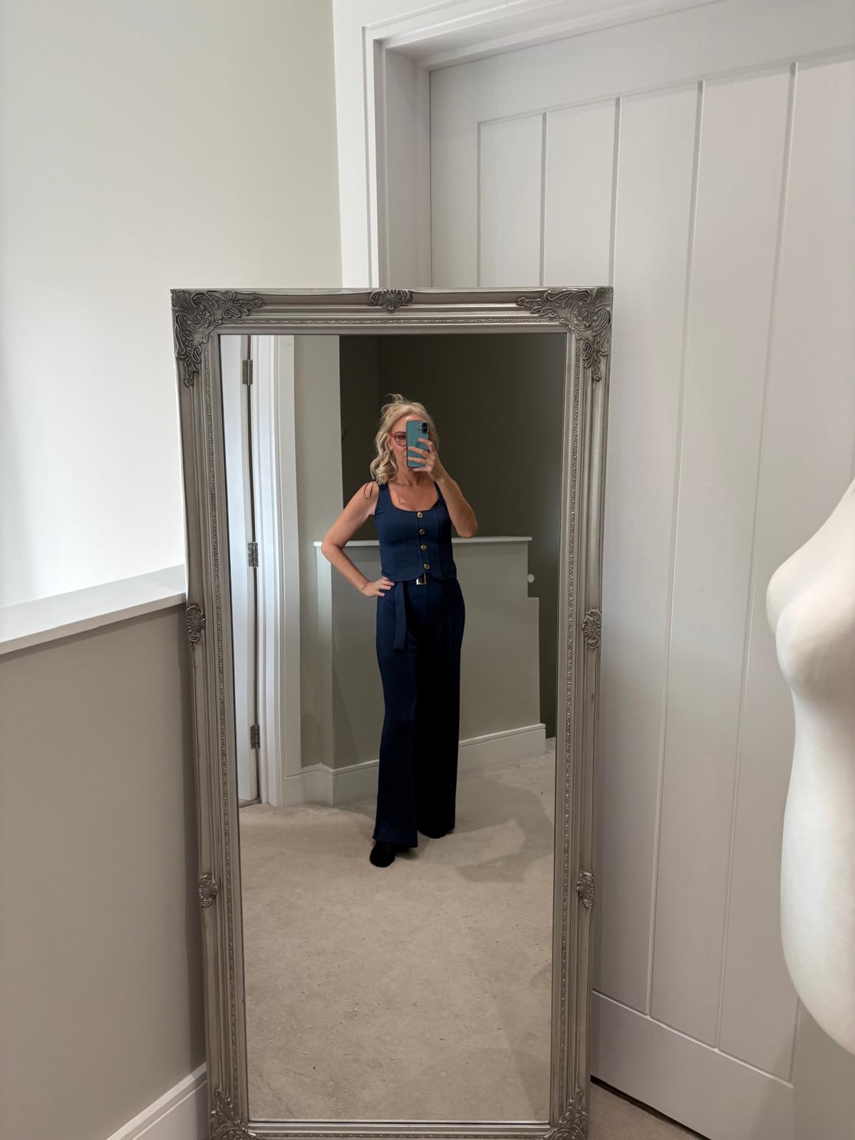 Zara navy trouser suit