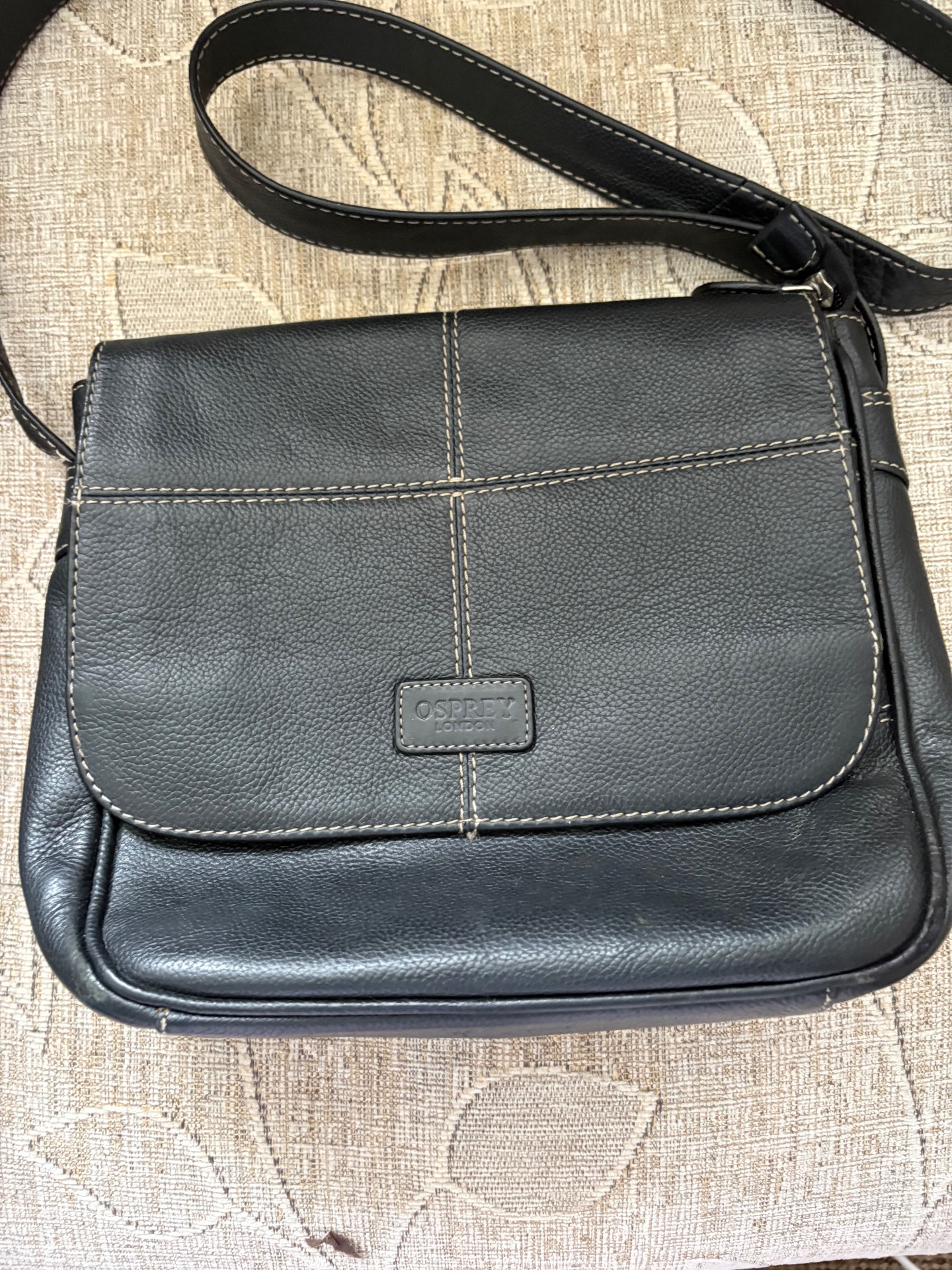 Y2K Osprey black leather crossbody bag good condition 98-2008 £20