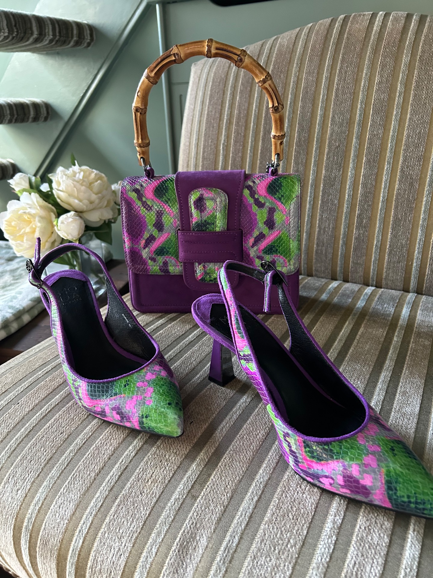 Moda in pele handbag and shoes