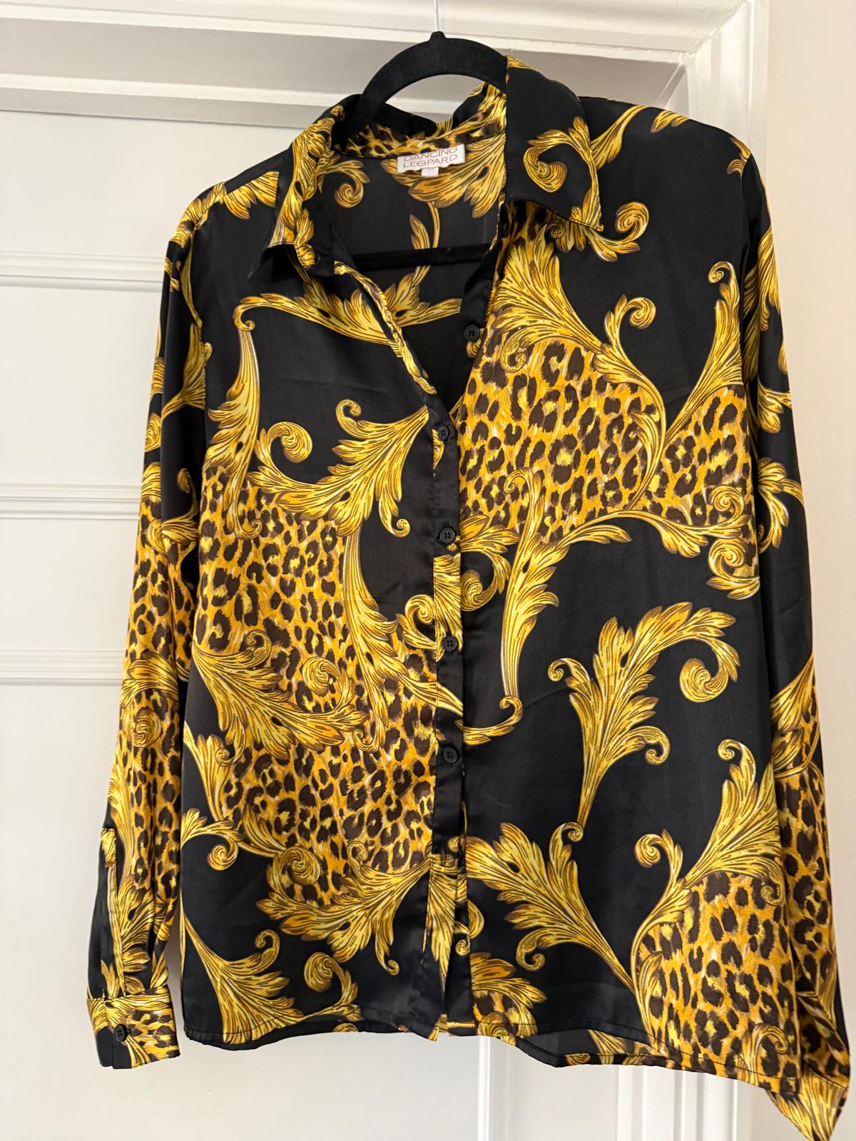 Dancing Leopard Black & Gold Shirt size 12