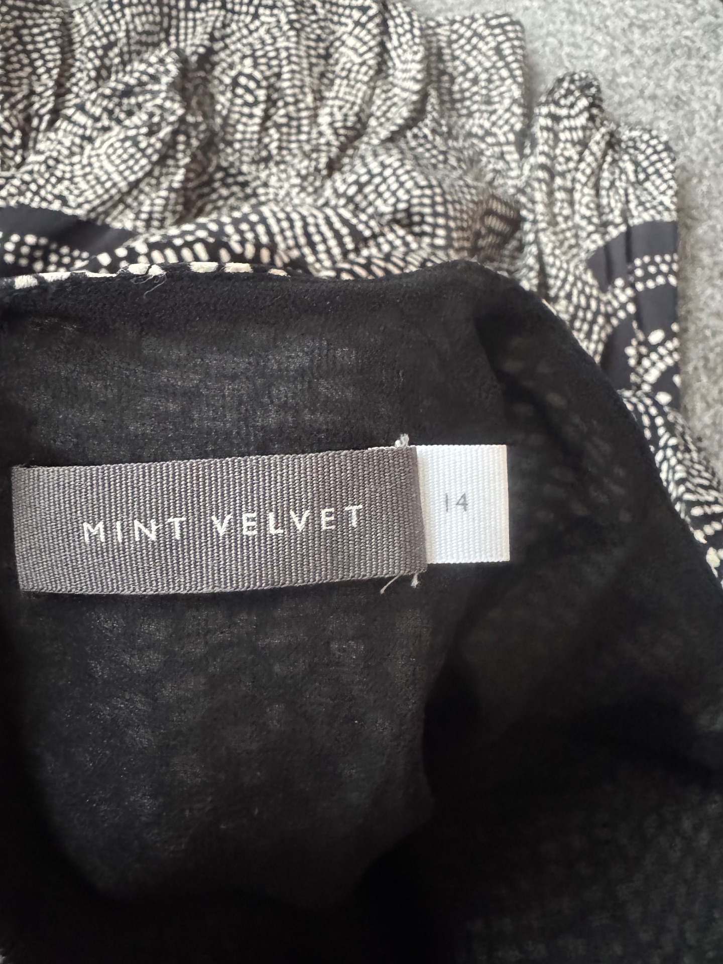 Mint velvet black ruffle dress, size 14
