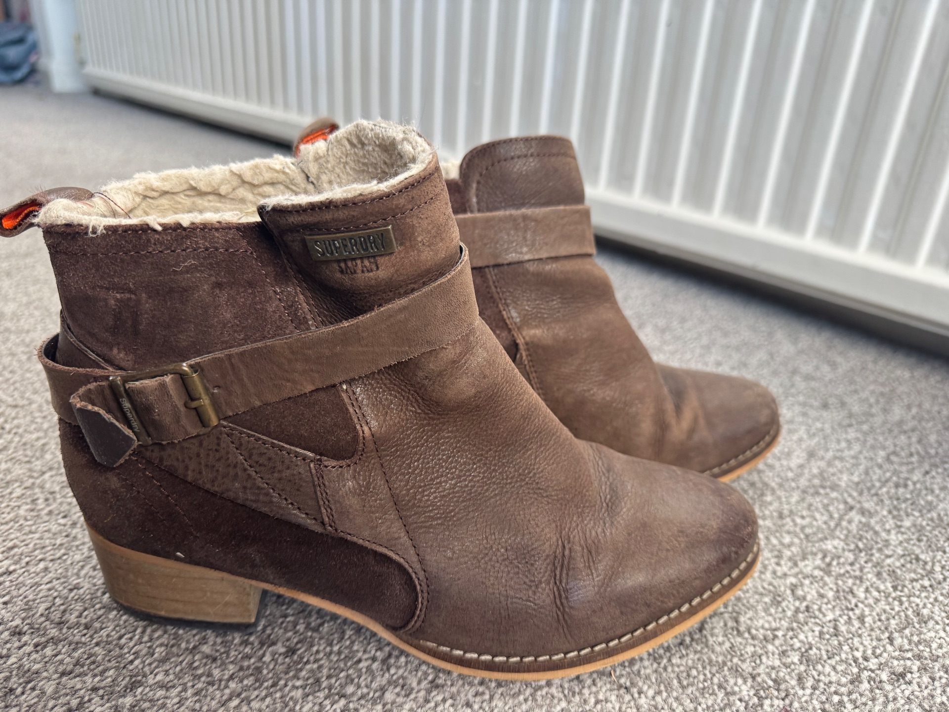 Superdry brown leather ankle boots size 6