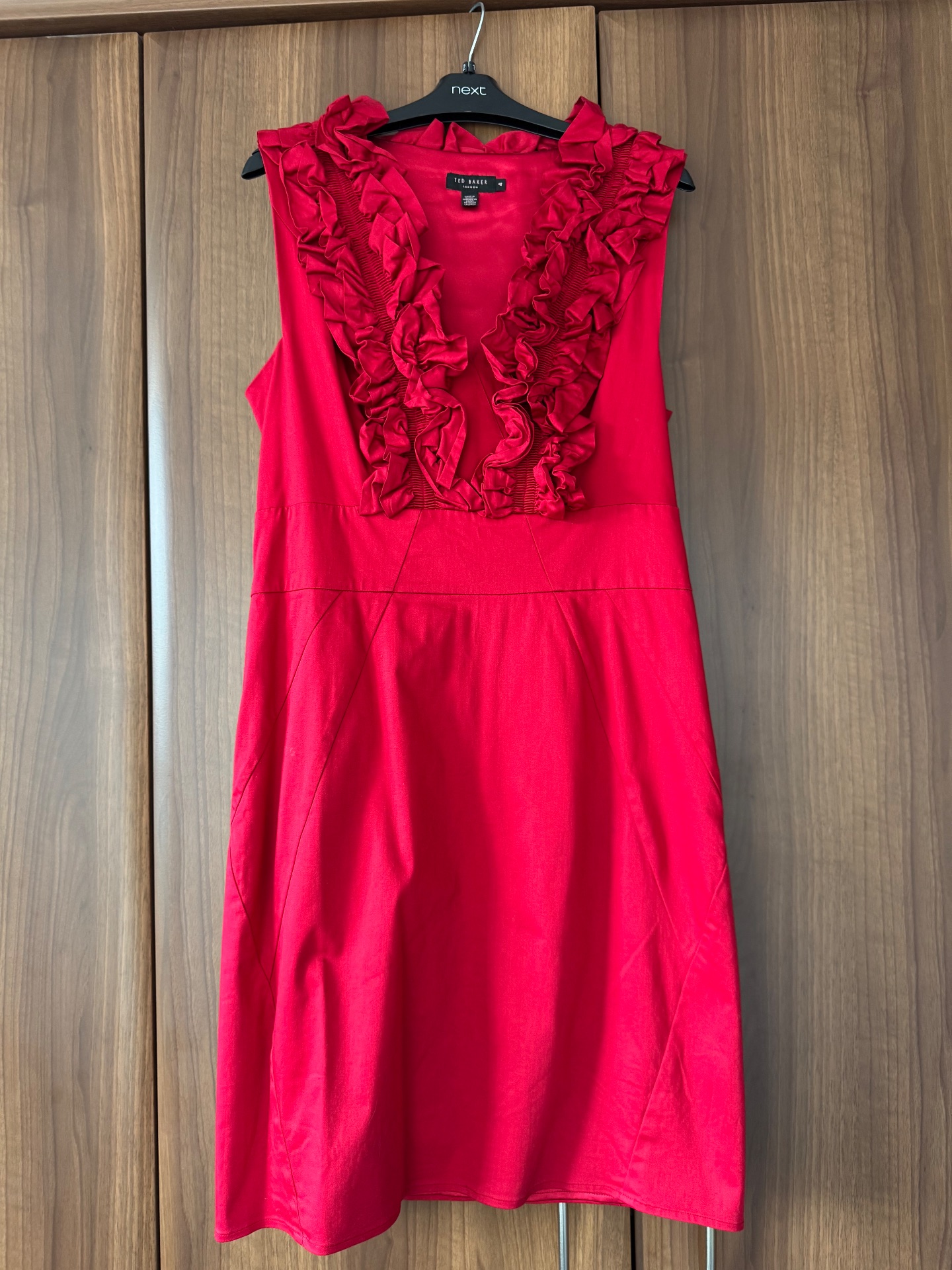 Ted baker red ruffle dress, size 14