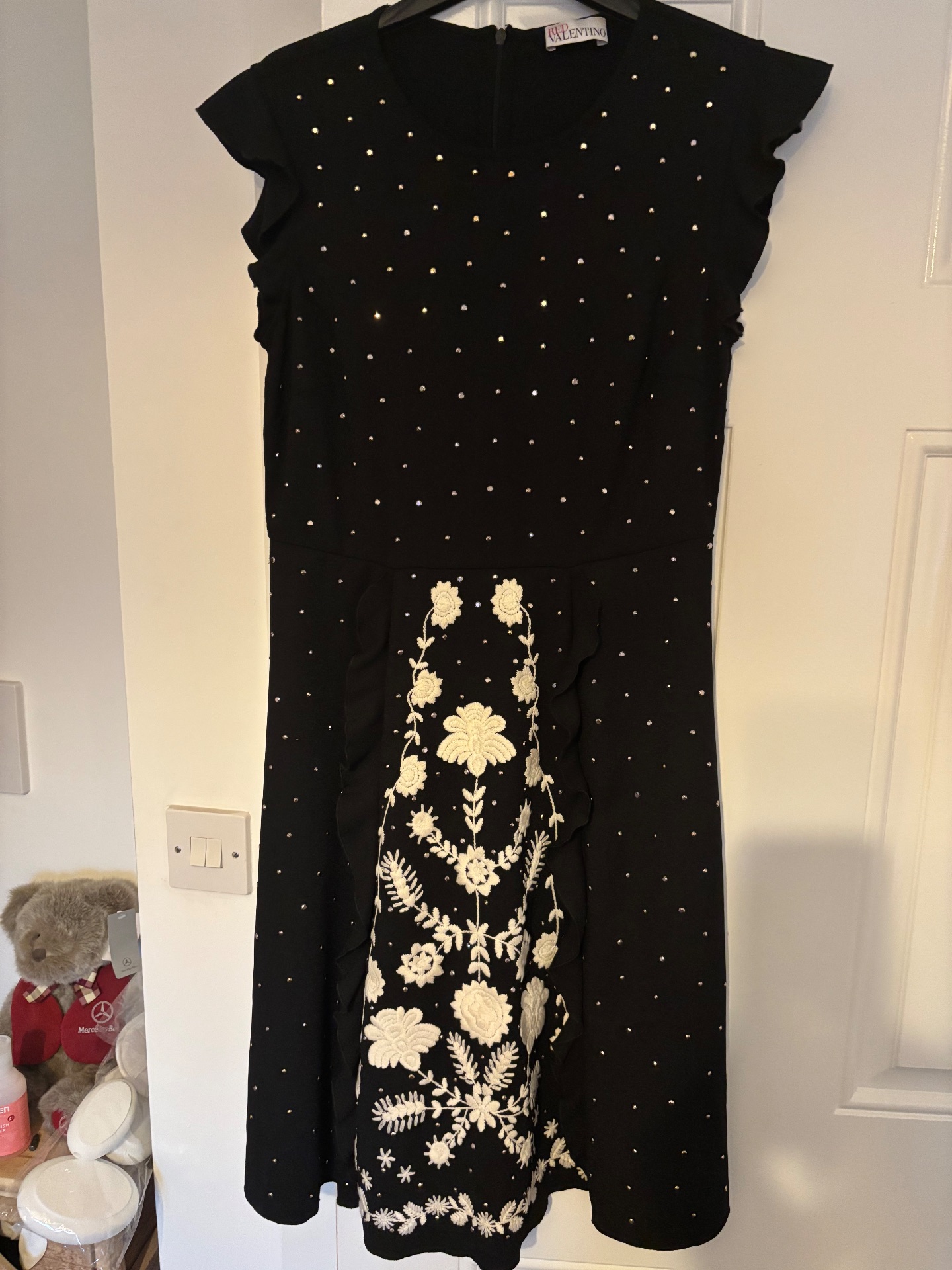 “Red Valentino” Black Embroidered Dress Size 8/10