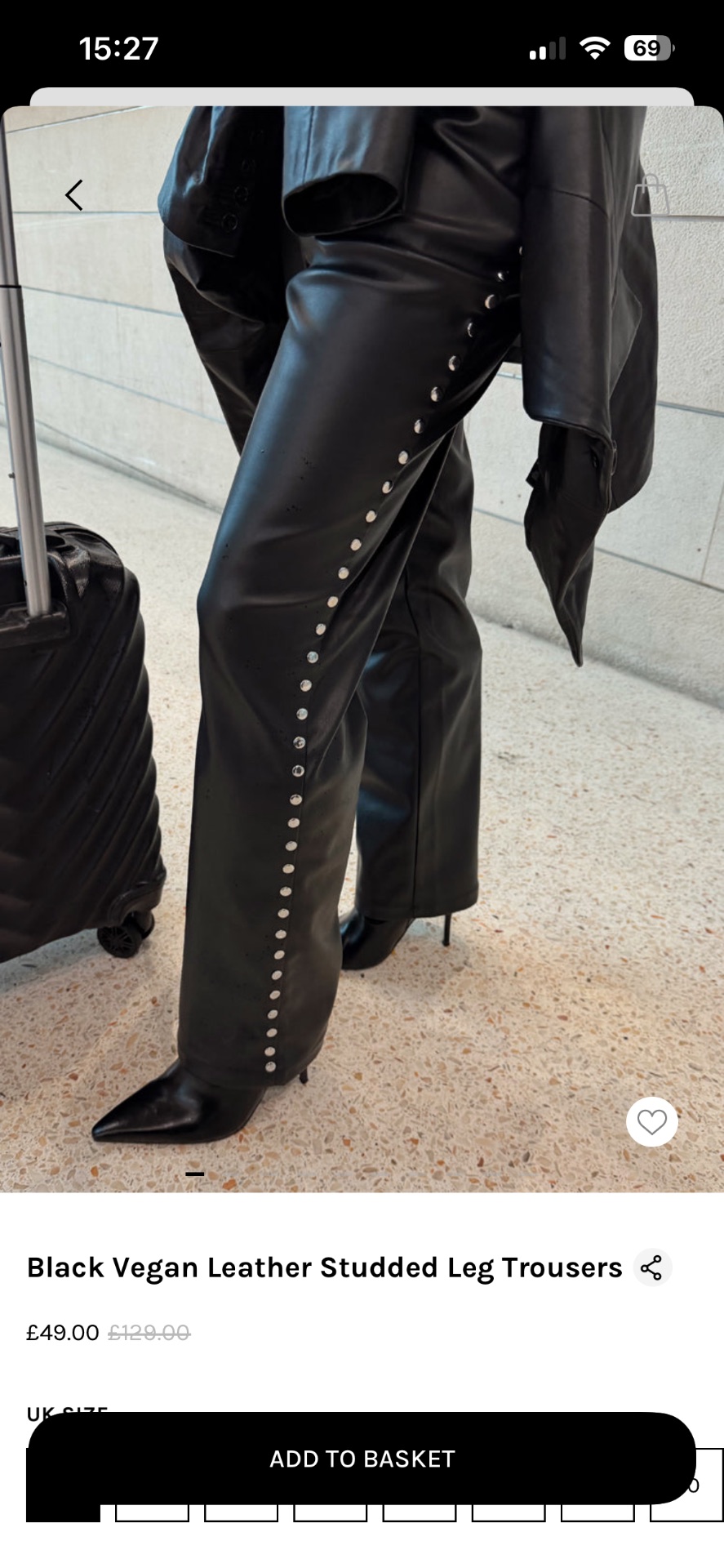 Black vegan leather studded trouser
