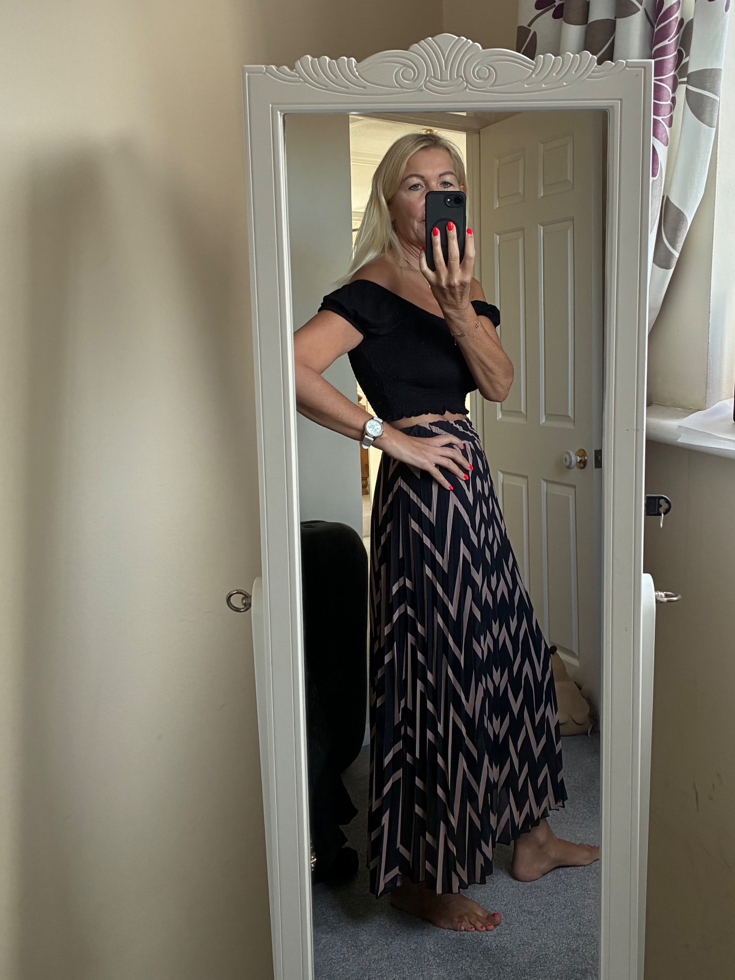Beautiful Chevron Maxi Skirt - Brown/Black