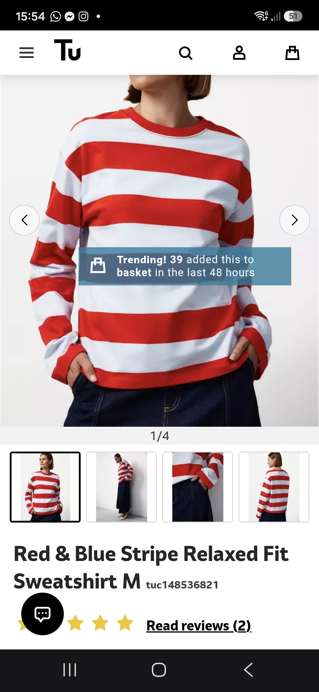 Fab stripe sweatshirt from TU brand new with tags Size Medium (10-14)