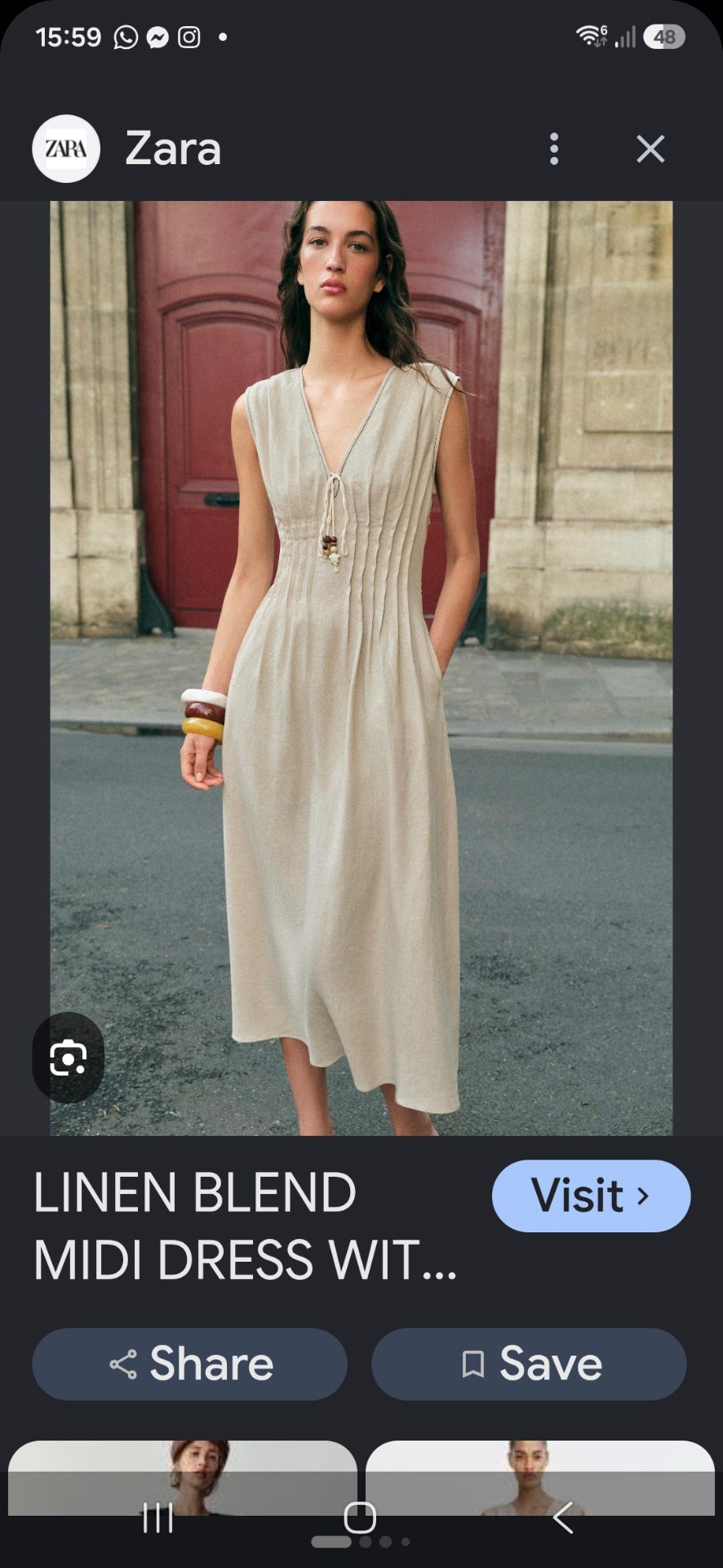 Zara beige dress size 10-12 bead detailing