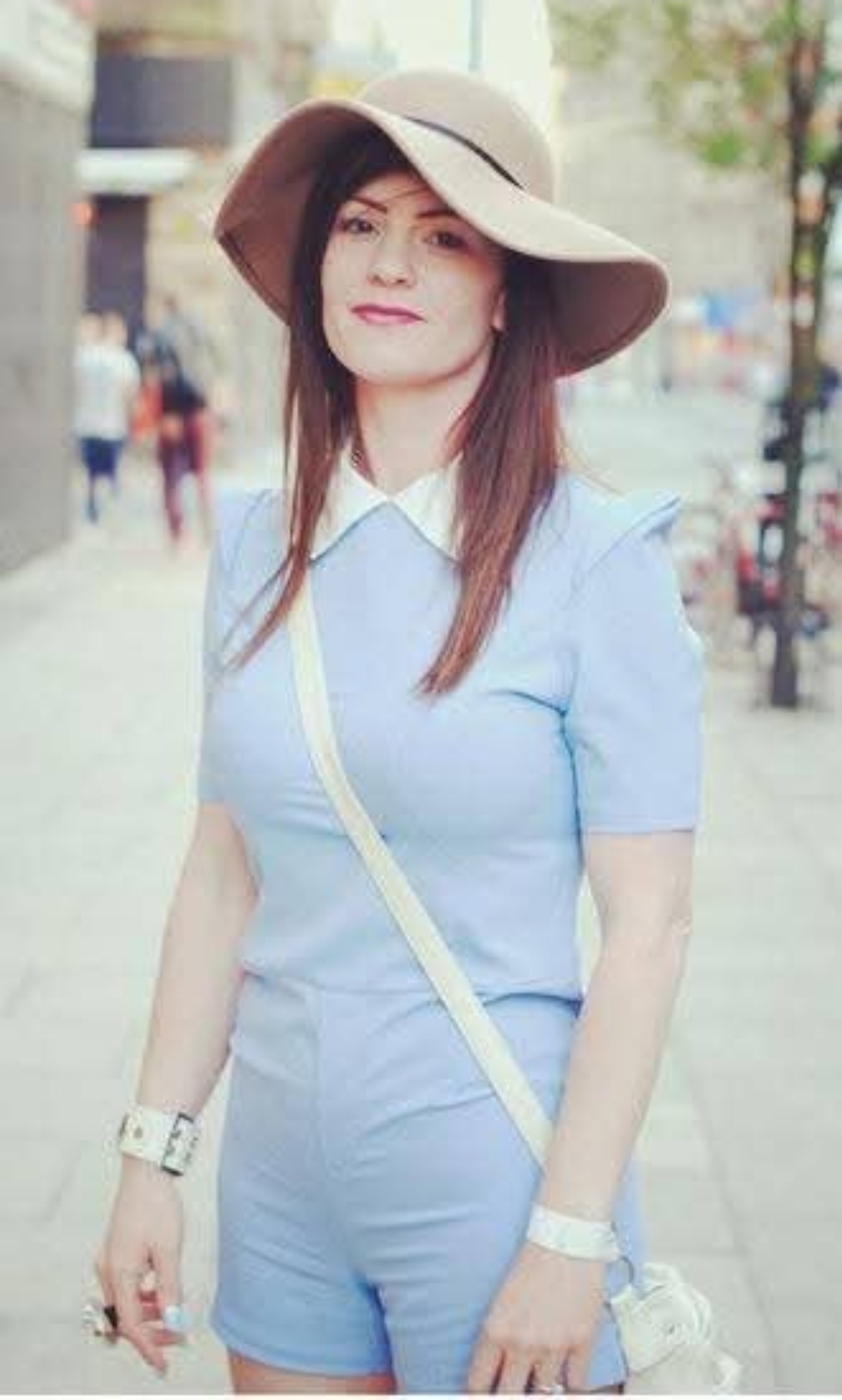 Powder Blue & Cream Retro Shorts Playsuit