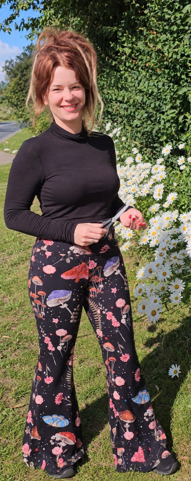 Mushroom & Butterfly Print Flared Trousers 🍄🦋