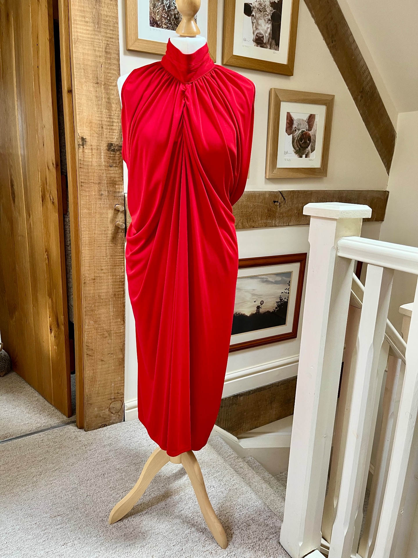 Red Draped Dress