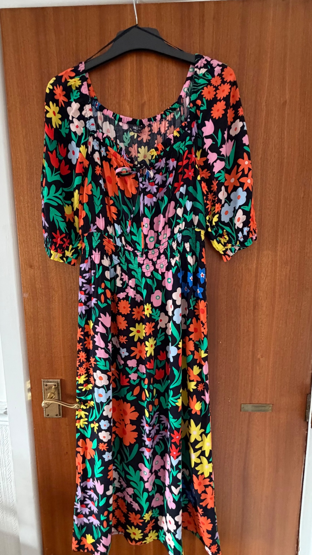 M&S Collection Vibrant Floral Shirred Midi Dress