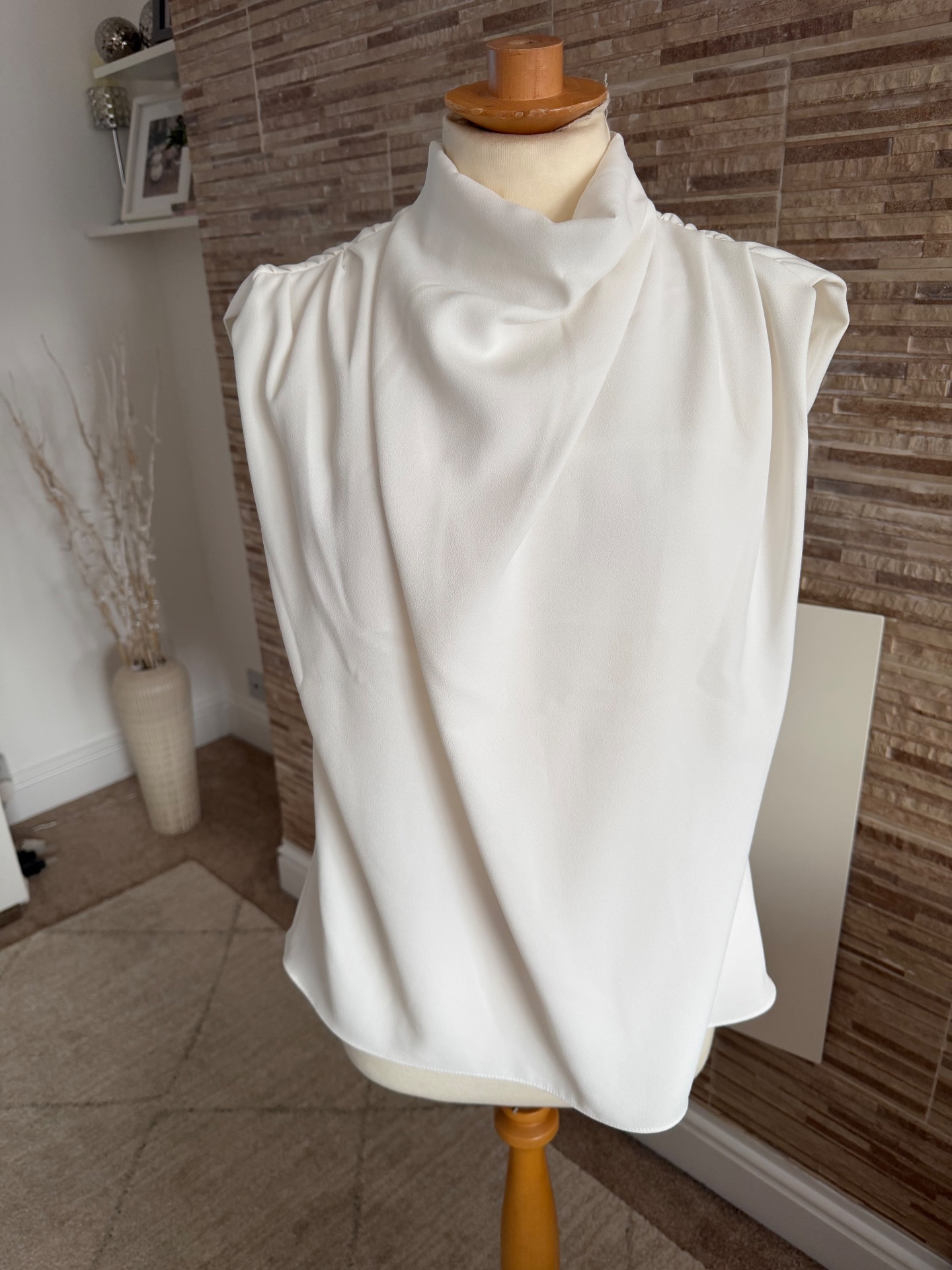 New Without Tags: Zara Sleeveless Cowl Neck Draped Blouse