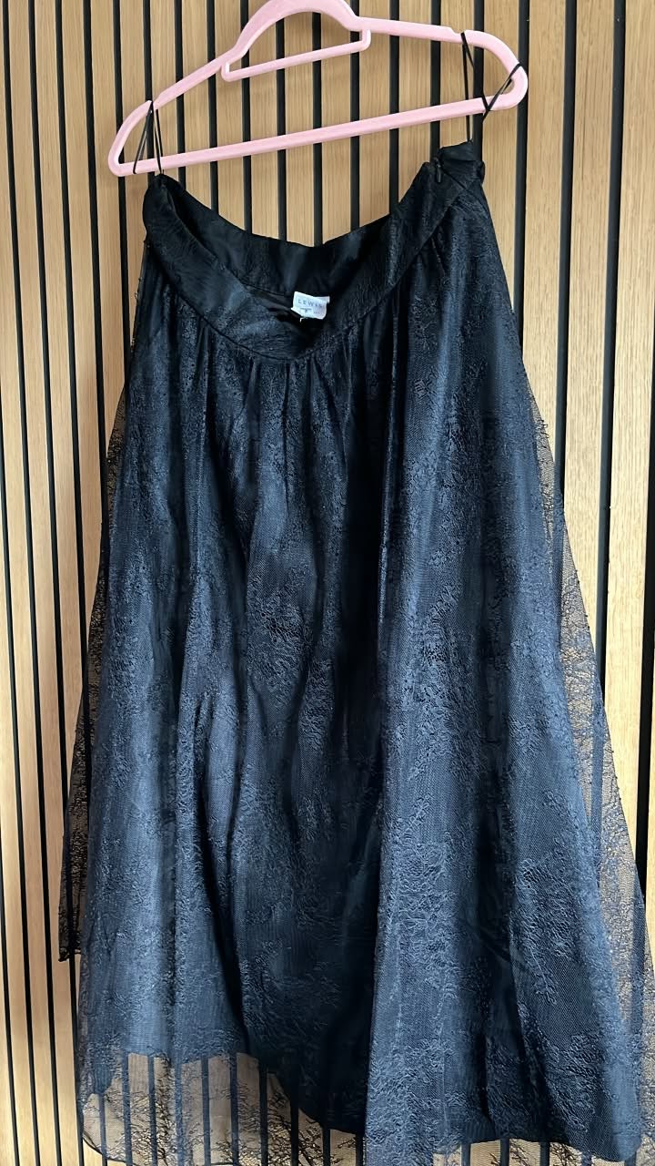 John Lewis black midi skirt with lace overlay.