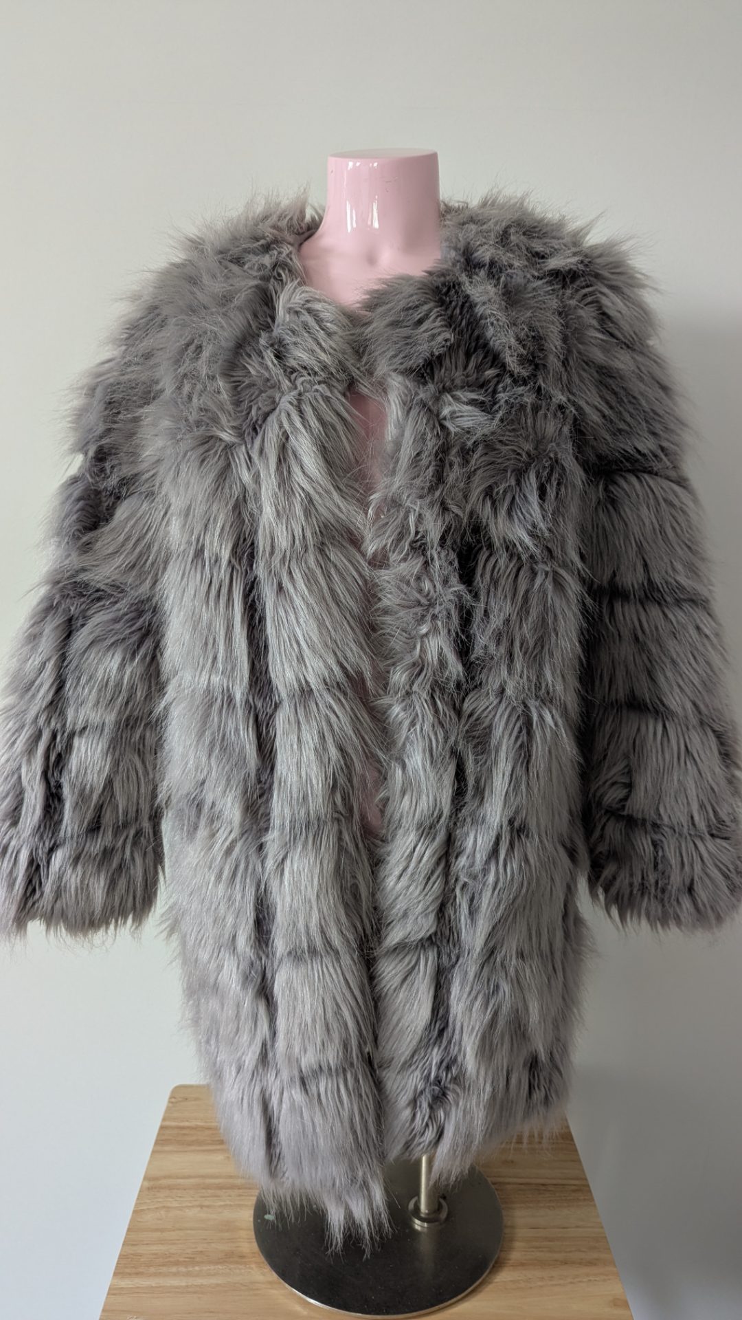 I SAW IT FIRST Grey Faux Fur Coat Size 8