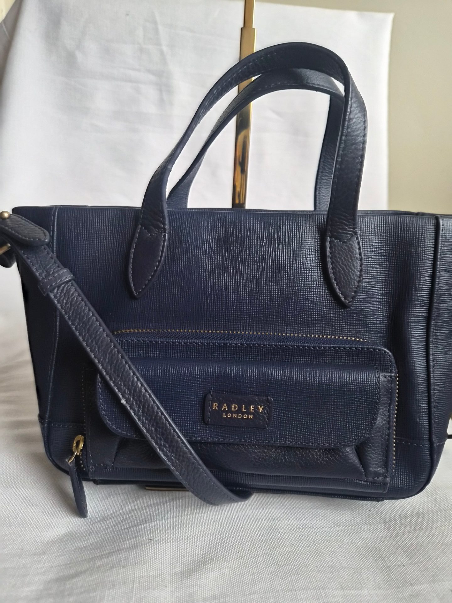 Radley navy leather  grab/shoulder bag. WAKEFIELD.  COLLECTIONS AVAILABLE.
