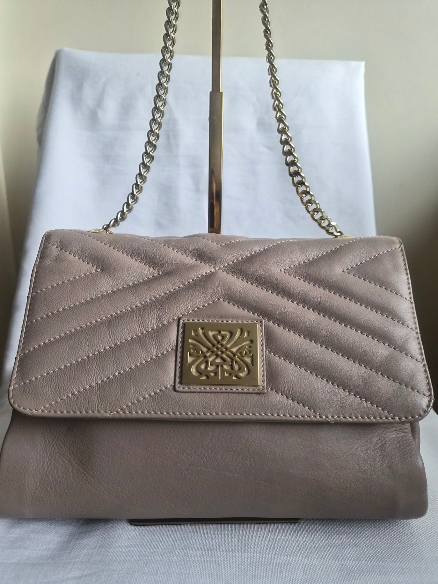 Biba taupe, quilted  leather  shoulder bag
