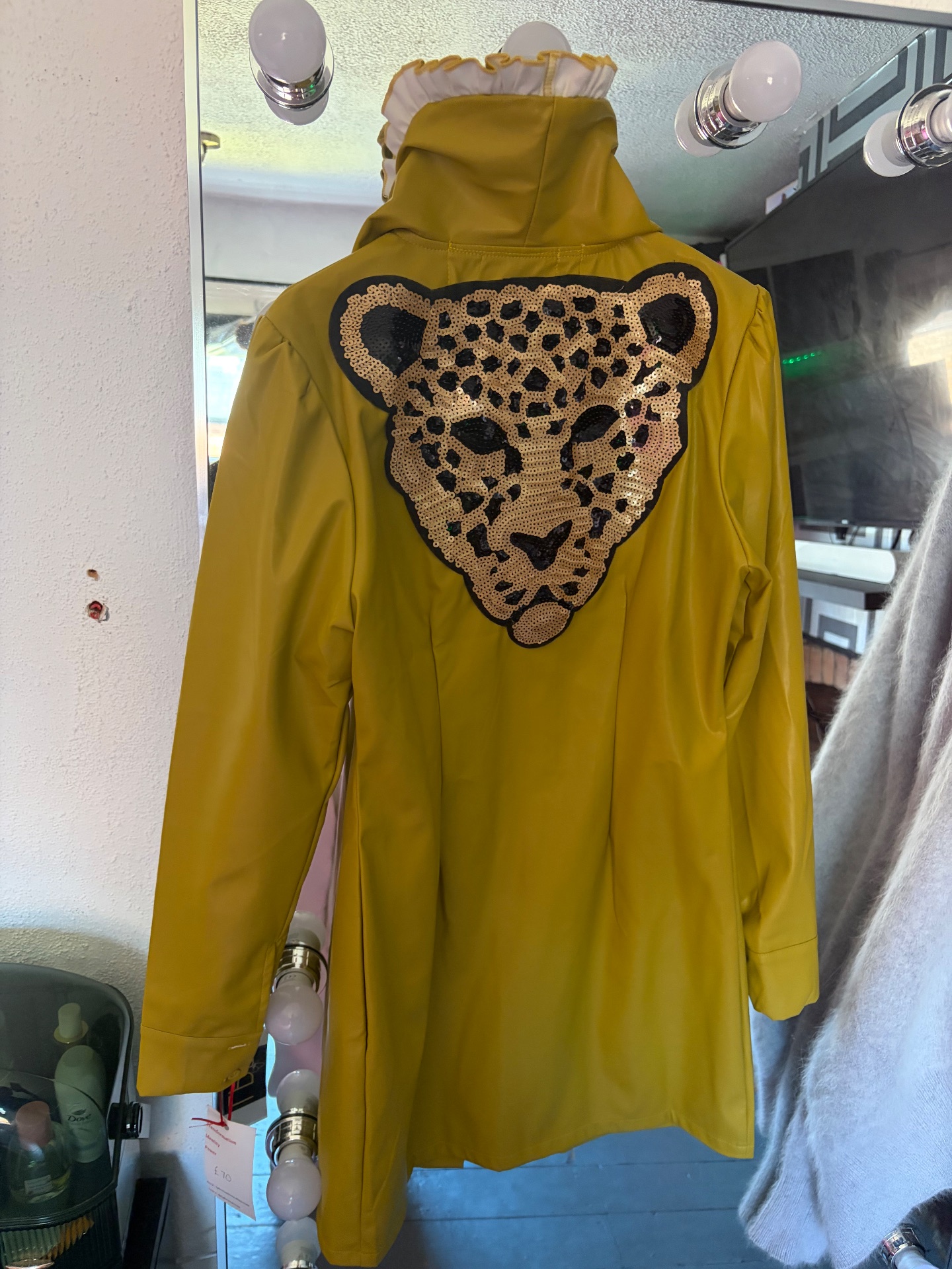 Pleather leopard sequin detail dress/Jacket small