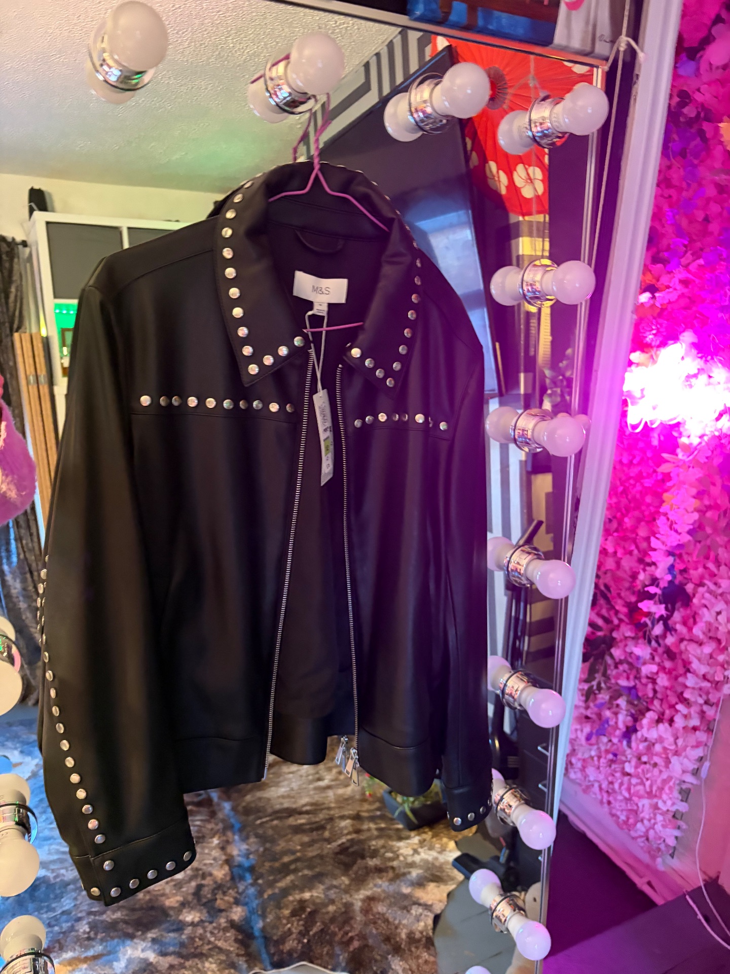 M&S pleather studded jacket size 12