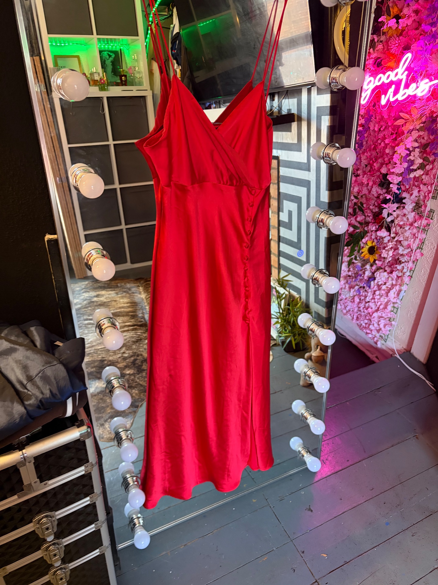 Zara red slip dress xl