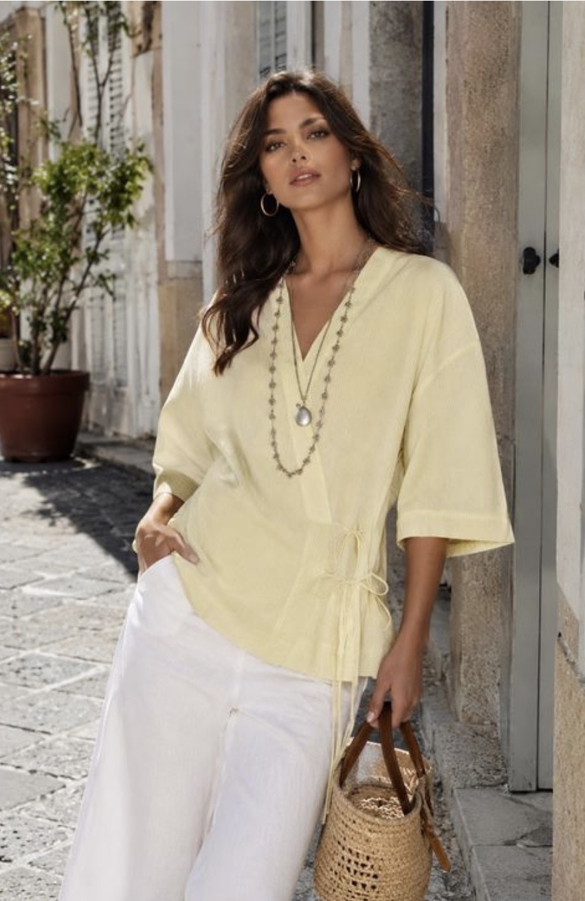 Zara butter lemon yellow kimono blouse size medium
