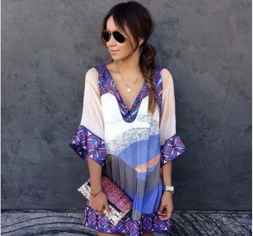 Diane von Furstenberg "Vail" Sandscape silk tunic dress  Size p