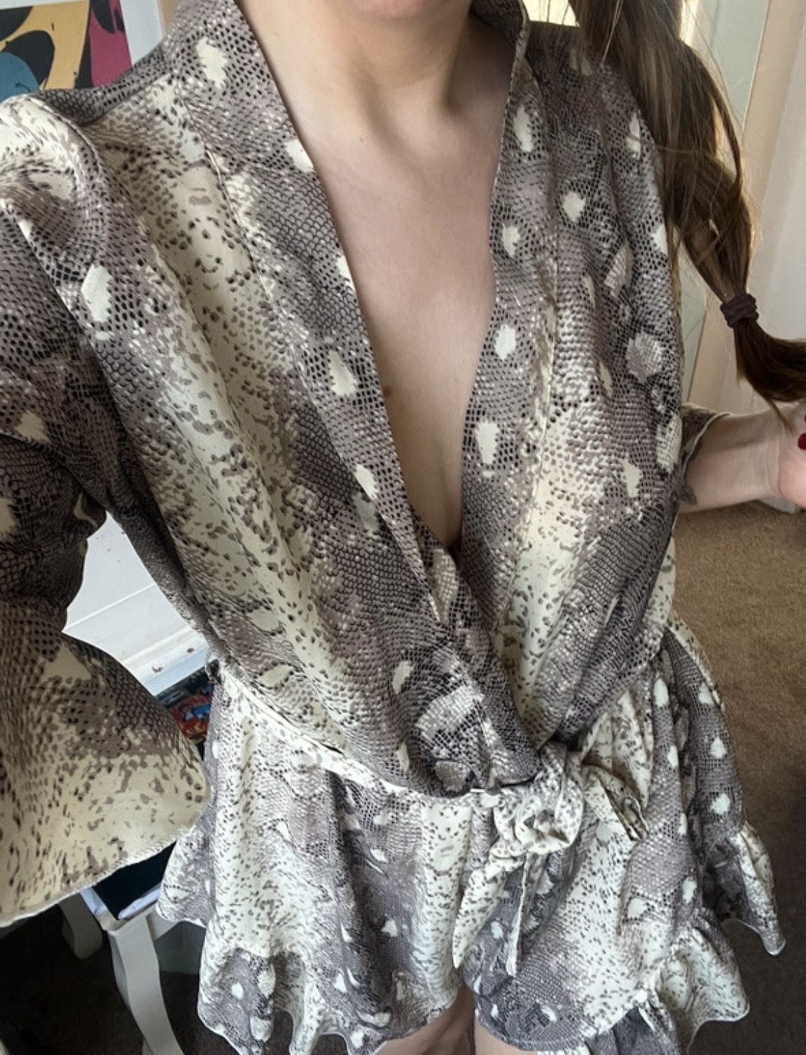 Boohoo snake print playsuit size 16
