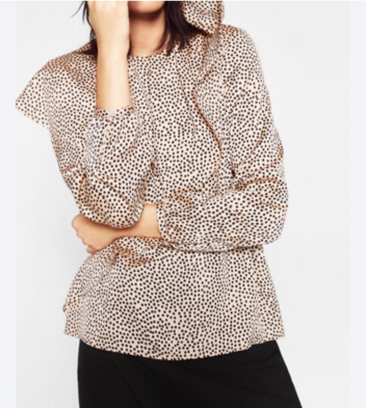 Zara dotty blush frill blouse size medium